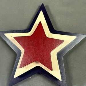Rare Longaberger Woodcraft Patriotic Star Set - Red White Blue Americana